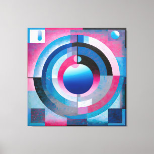 Soft Blues & Pinks: Retro Abstract Geometry Charm Canvas Print