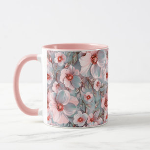 Soft bluish floral mug
