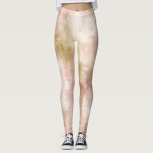Soft Blush Abstract Watercolor Leggings