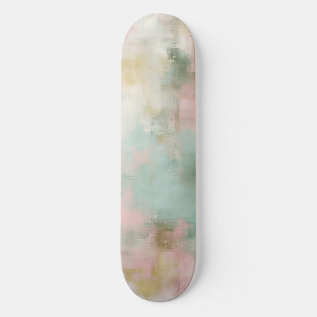 Soft Blush Abstract Watercolor Skateboard (Front)