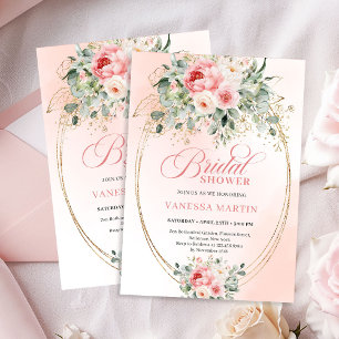 Soft Blush and Gold Botanical Bridal Shower Invite