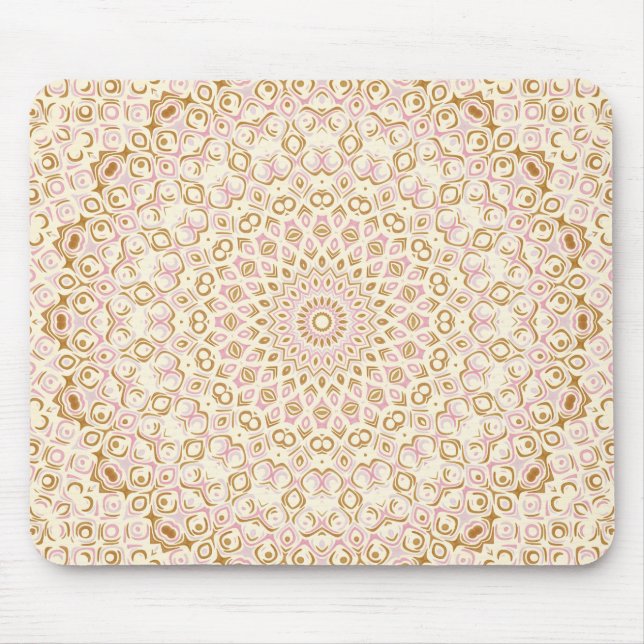 Soft Blush and Gold Geometric Design Mouse Pad (Front)
