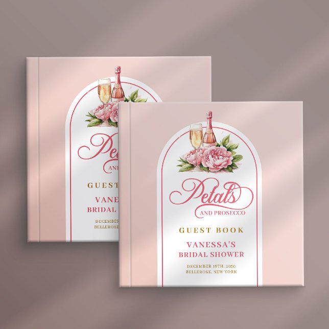 Soft blush and gold petals prosecco guest book (Soft blush and gold petals prosecco guest book)