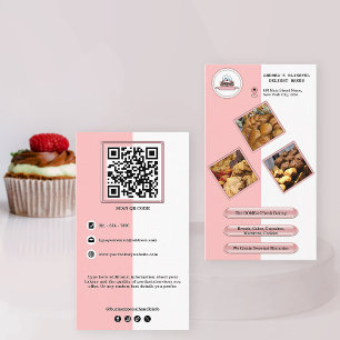 Soft Blush Bakery Logo Contact   Photos & QR Code Business Card