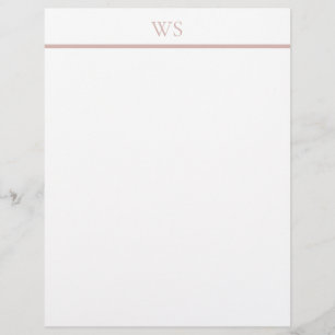 Soft Blush Bar Monogram Letterhead Stationery