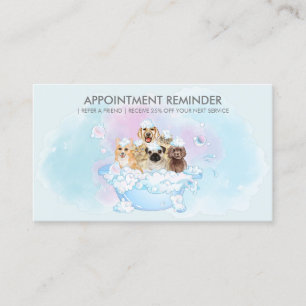 Soft Blush Blue Dogs cats spa Groomer Appointment Business Card