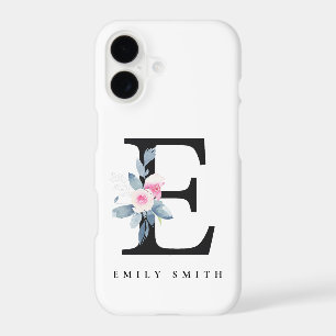 SOFT BLUSH BLUE FLORAL ALPHABETS NAME LETTER E