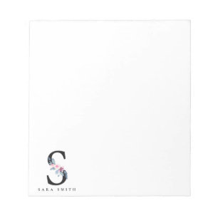 SOFT BLUSH BLUE FLORAL ALPHABETS NAME LETTER S NOTEPAD