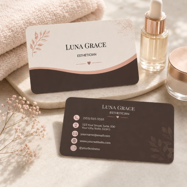  Soft Blush Botanical Aesthetician Business Card (Creator Uploaded)