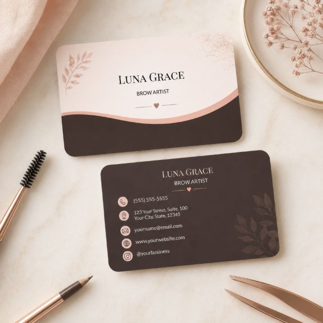 Soft Blush Brow Artist Business Card (Soft Blush Brow Artist Business Card
)