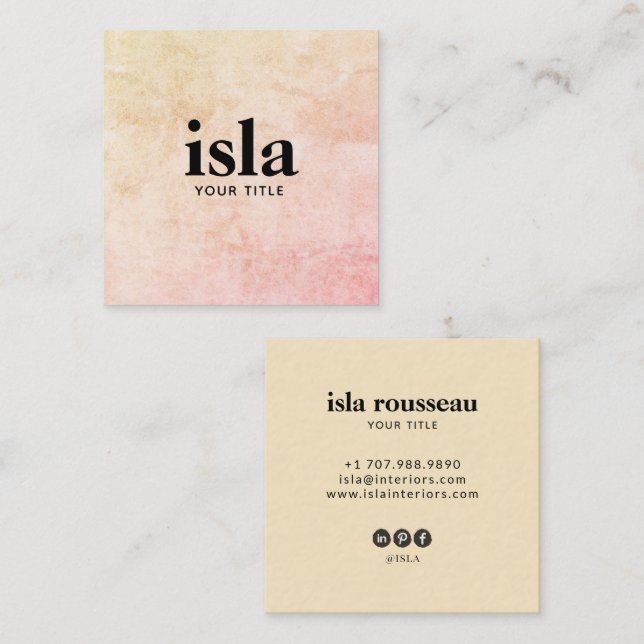 Soft Blush Cream Professional Typography Logo Square Business Card (Front/Back)