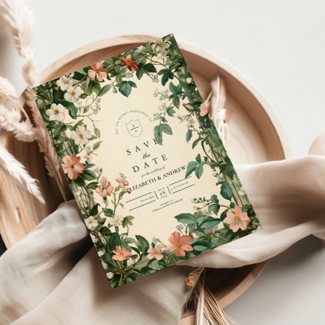 Soft Blush Floral Art Nouveau Wedding Save The Date (Creator Uploaded)