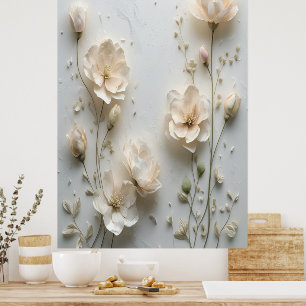 Soft Blush Floral Bouquet Wall Art Poster - Elegan