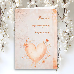 Soft Blush Floral Heart with Vintage Scroll Holiday Card