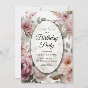 Soft Blush Floral Peony and Rose Serenade  Invitation