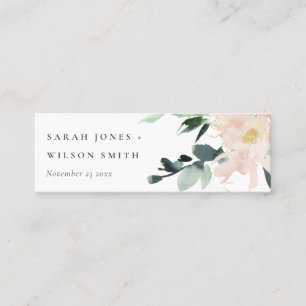 SOFT BLUSH FLORAL WATERCOLOR WEDDING WEBSITE RSVP MINI BUSINESS CARD