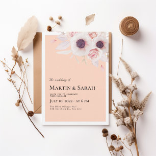 Soft Blush Floral Wedding Invitation
