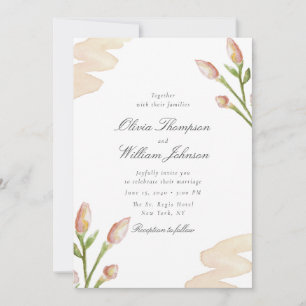 Soft Blush Floral Wedding Invitation Minimal