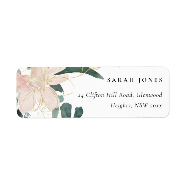 SOFT BLUSH GOLD FLORAL BUNCH WATERCOLOR ADDRESS (Front)