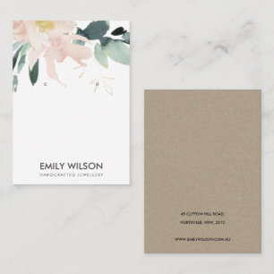SOFT BLUSH GOLD FLORAL WATERCOLOR EARRING DISPLAY BUSINESS CARD
