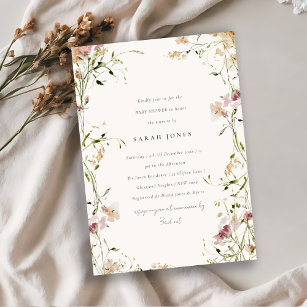 Soft Blush Meadow Watercolor Floral Baby Shower Invitation