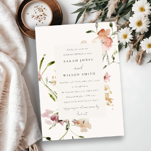 Soft Blush Meadow Watercolor Floral Couples Shower Invitation