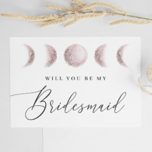 Soft Blush Moon   Elegant Bridesmaid Proposal Postcard
