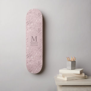 Soft Blush Pastel Pink Gold Silver Glitter Pattern Skateboard