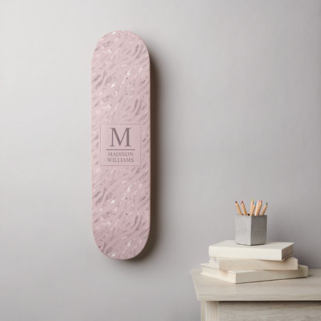 Soft Blush Pastel Pink Gold Silver Glitter Pattern Skateboard (Wall Art)