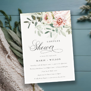 Soft Blush Peony Eucalyptus Foliage Couples Shower Invitation