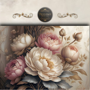 Soft Blush Peony Floral Decoupage Tissue Paper