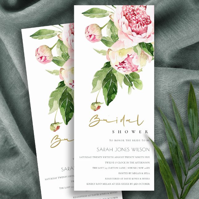 SOFT BLUSH PEONY FLORAL WATERCOLOR BRIDAL SHOWER  INVITATION (Creator Uploaded)