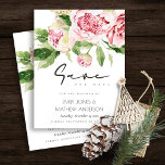 SOFT BLUSH PEONY FLORAL WATERCOLOR SAVE THE DATE  ANNOUNCEMENT POSTCARD<br><div class="desc">If you need any further customisation please feel free to message me on yellowfebstudio@gmail.com</div>