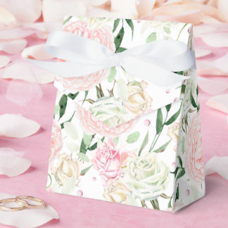 Soft Blush Peony & Rose Watercolor Floral Pattern Favour Box