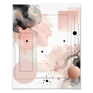 Soft blush pink and black geometric poster