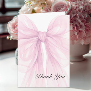 Soft Blush Pink Bow Baby Girl Thank You Card
