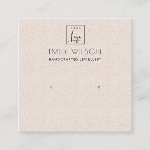 SOFT BLUSH PINK CERAMIC STUD EARRING DISPLAY LOGO SQUARE BUSINESS CARD