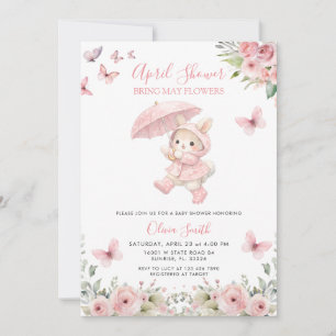 Soft Blush Pink Floral April Baby Shower Invitation