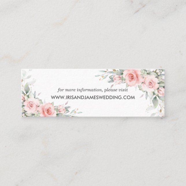 Soft Blush Pink Floral Wedding Website Card Mini (Front)