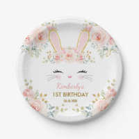 Soft Blush Pink Gold Bunny Rabbit Birthday Shower