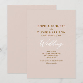 soft blush pink modern elegant WEDDING INVITE
