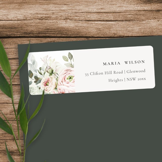 Soft Blush Pink Peonies Eucalyptus Foliage Address (Creator Uploaded)