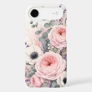 Soft Blush Pink Peony & White Anemone Watercolor