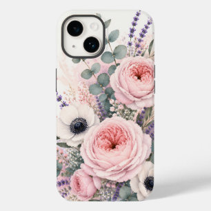 Soft Blush Pink Peony & White Anemone Watercolor Case-Mate iPhone 14 Case
