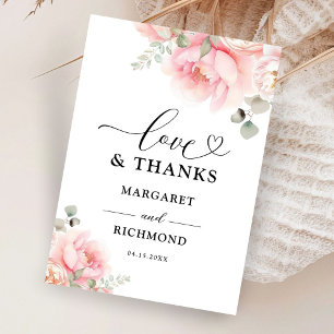 Soft Blush Pink Rose Floral Wedding Thank You Card