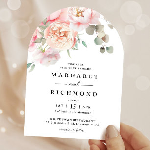 Soft Blush Pink Rose Garden Floral Wedding  Invitation
