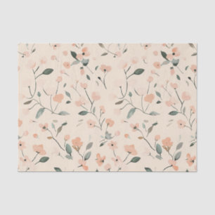 Soft Blush Pink Vintage Boho Wildflower Floral Tissue Paper