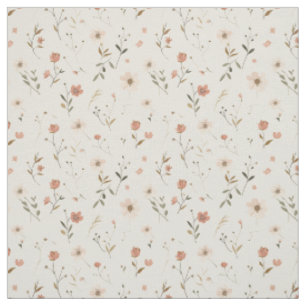 Soft Blush Pink Wildflower Vintage Boho 70s Floral Fabric