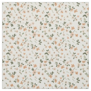 Soft Blush Pink Wildflower Vintage Boho 70s Floral Fabric