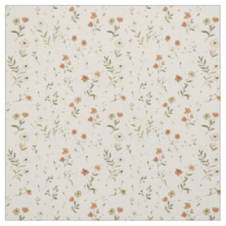 Soft Blush Pink Wildflower Vintage Boho 70s Floral Fabric
